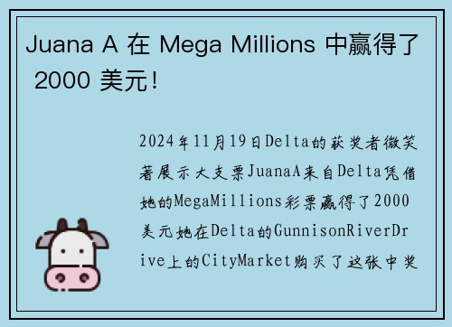 Juana A 在 Mega Millions 中赢得了 2000 美元！